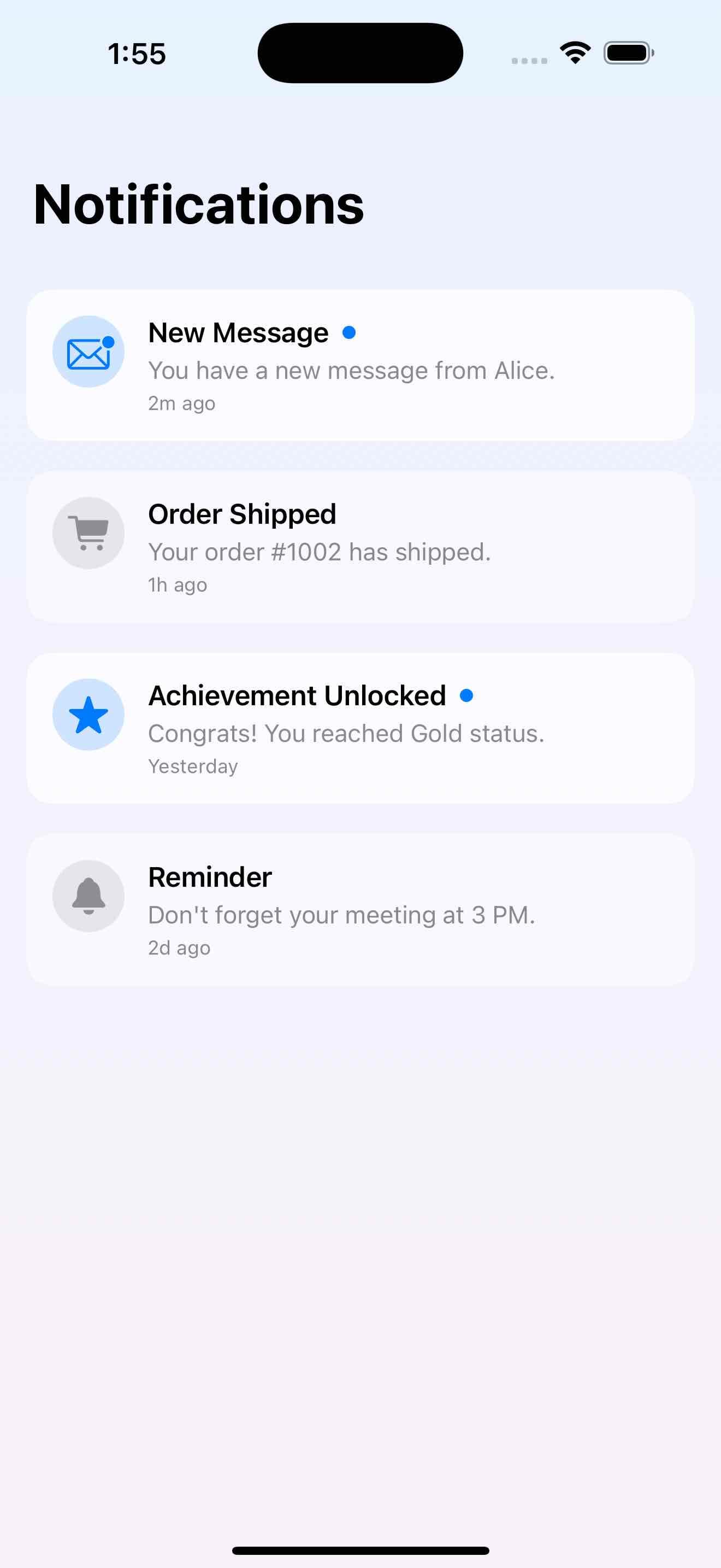 Notification Center View