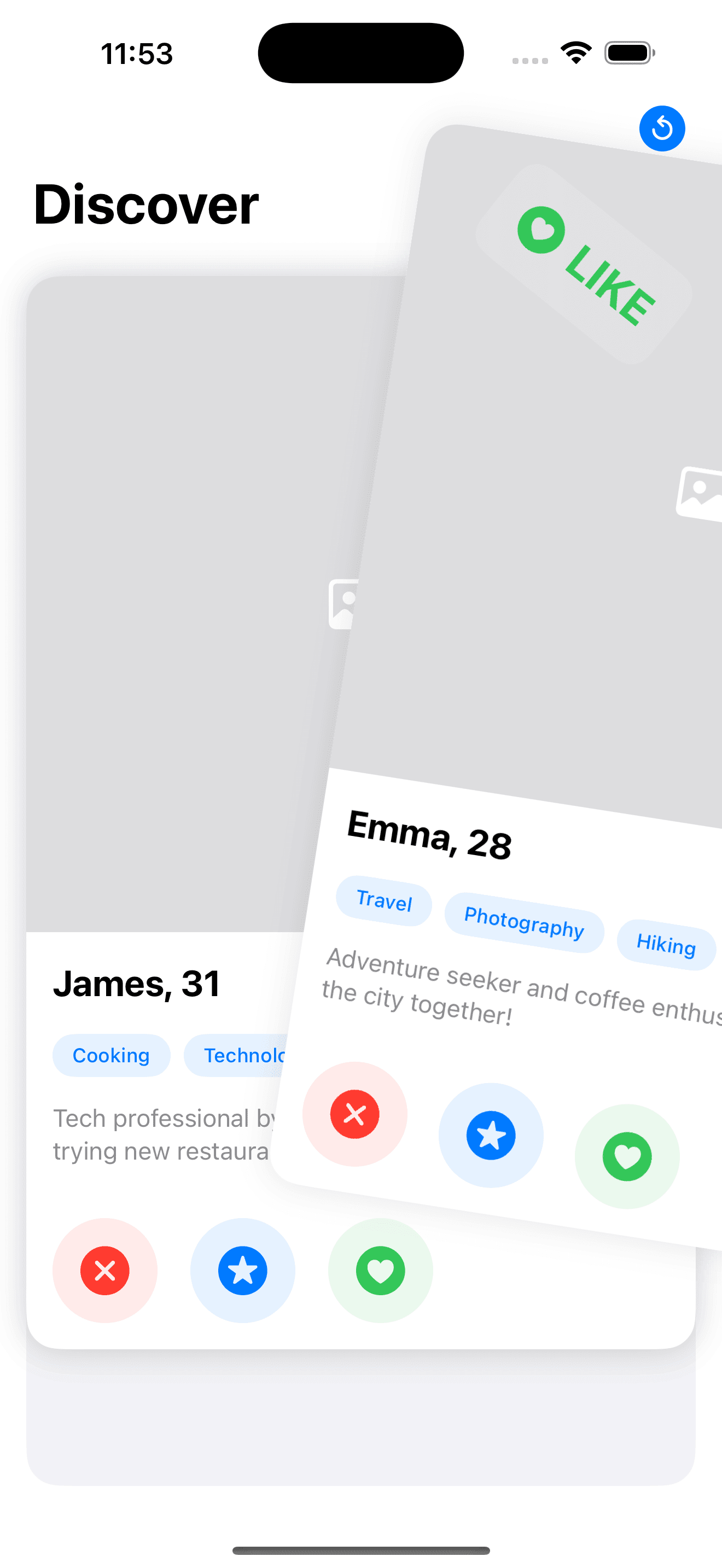 Tinder Card Swipe