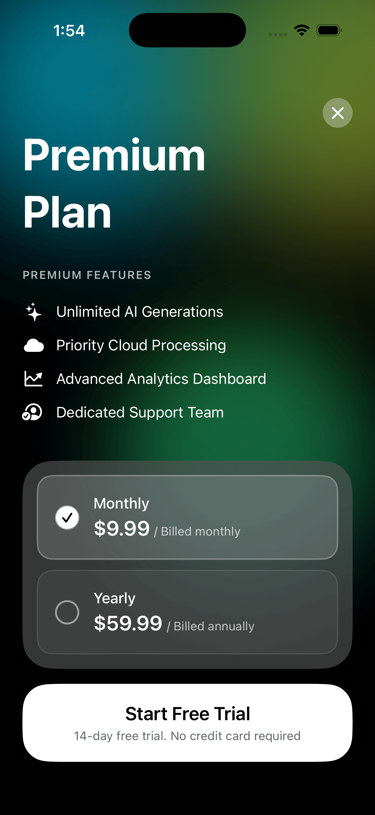 Subscription Plan View